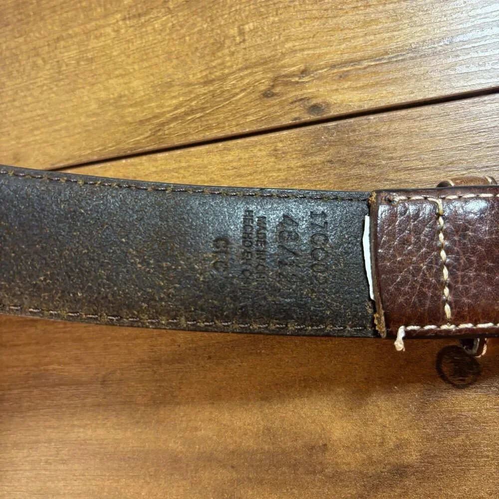 Columbia Brown Genuine Leather Belt - Silver Tone Buckle Men's Size 48